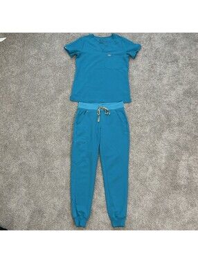 Figs Scrub Set Teal Women’s Size XS Nursing Medical EUC Turquoise Blue Teal